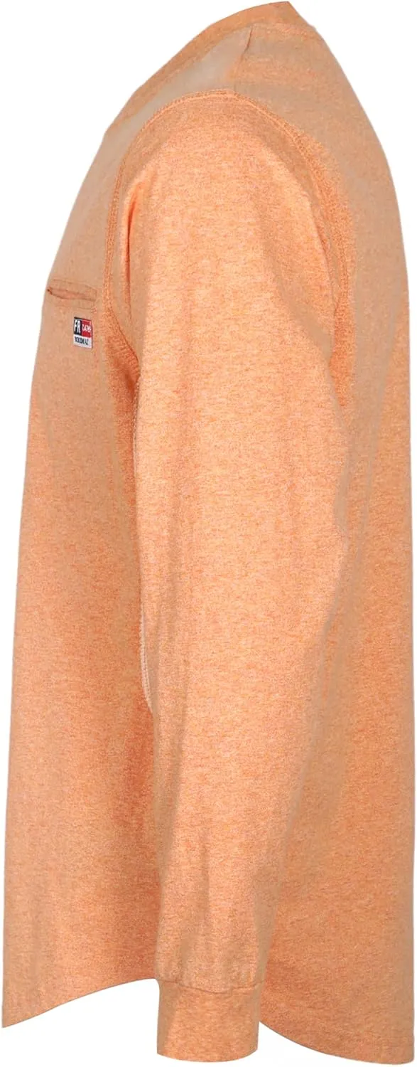 BOCOMAL FR Shirts for Summer Breathable Vented Design 6oz Heather Jersey Flame Resistant Long Sleeve Crew T Shirt
