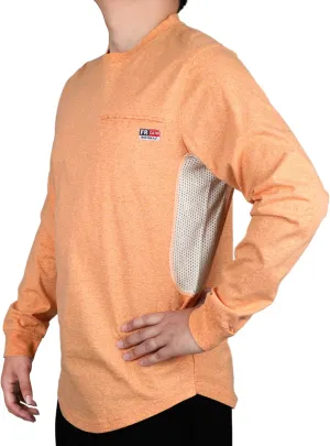 BOCOMAL FR Shirts for Summer Breathable Vented Design 6oz Heather Jersey Flame Resistant Long Sleeve Crew T Shirt
