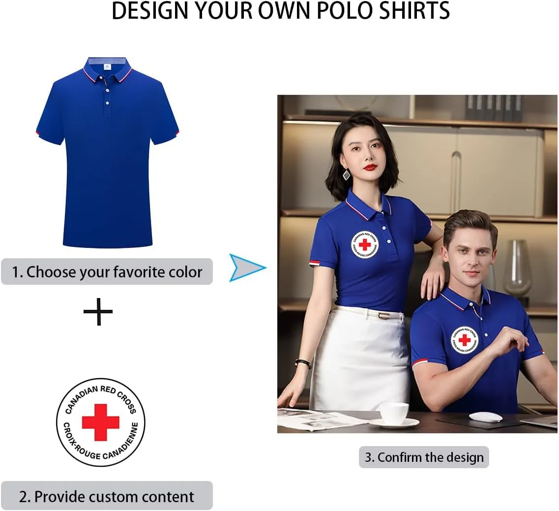 Custom Polo Shirts Design Your Own Personalized Golf Shirt with Logo/Text/Image for Men/Women
