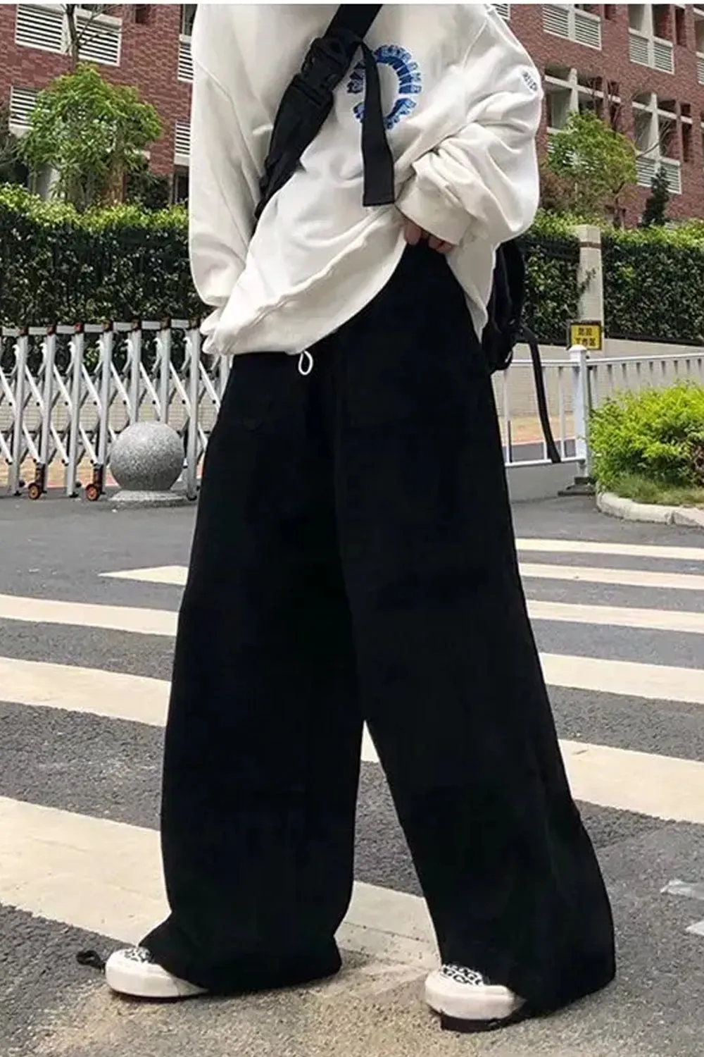 Flytonn-cute winter outfits casual winter outfits christmas outfit party look inspos Loose Wide Leg Retro Corduroy Pants