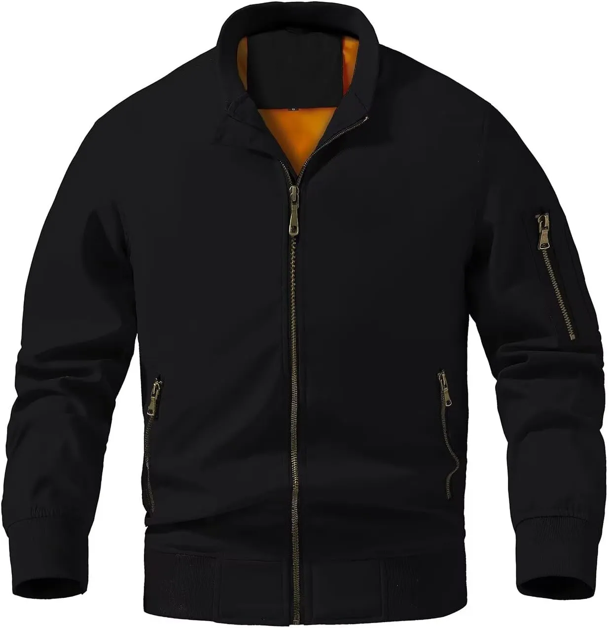 INVACHI Men's Bomber Jacket Lightweight Casual Windbreaker Spring Fall Zip Up Coat with Pocket