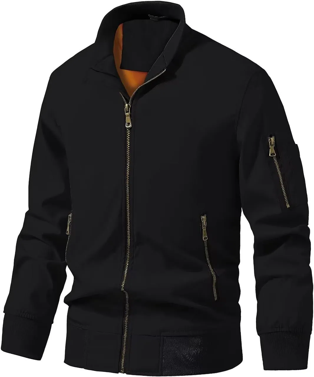 INVACHI Men's Bomber Jacket Lightweight Casual Windbreaker Spring Fall Zip Up Coat with Pocket