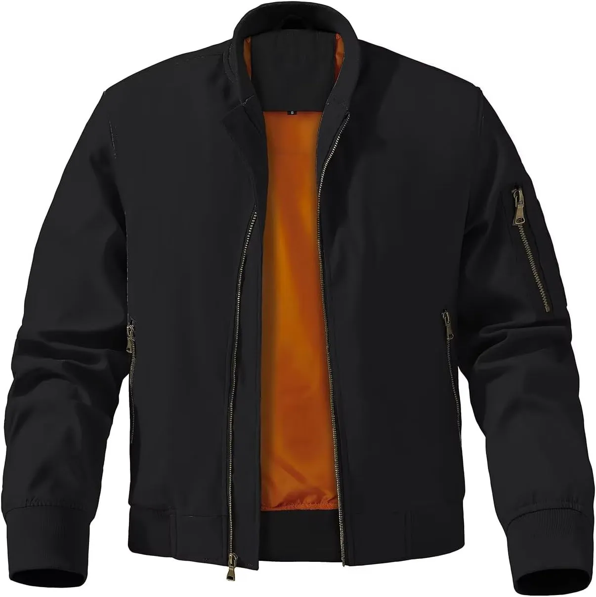 INVACHI Men's Bomber Jacket Lightweight Casual Windbreaker Spring Fall Zip Up Coat with Pocket