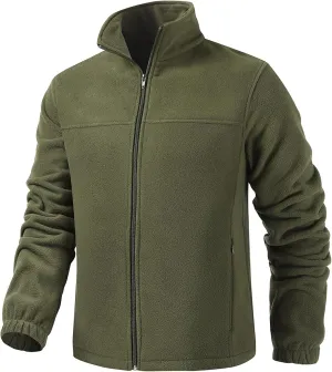 Men's Casual Outdoor Fleece Zip Jacket Long Sleeve Warm Winter Coat for Men with Zip Pocket