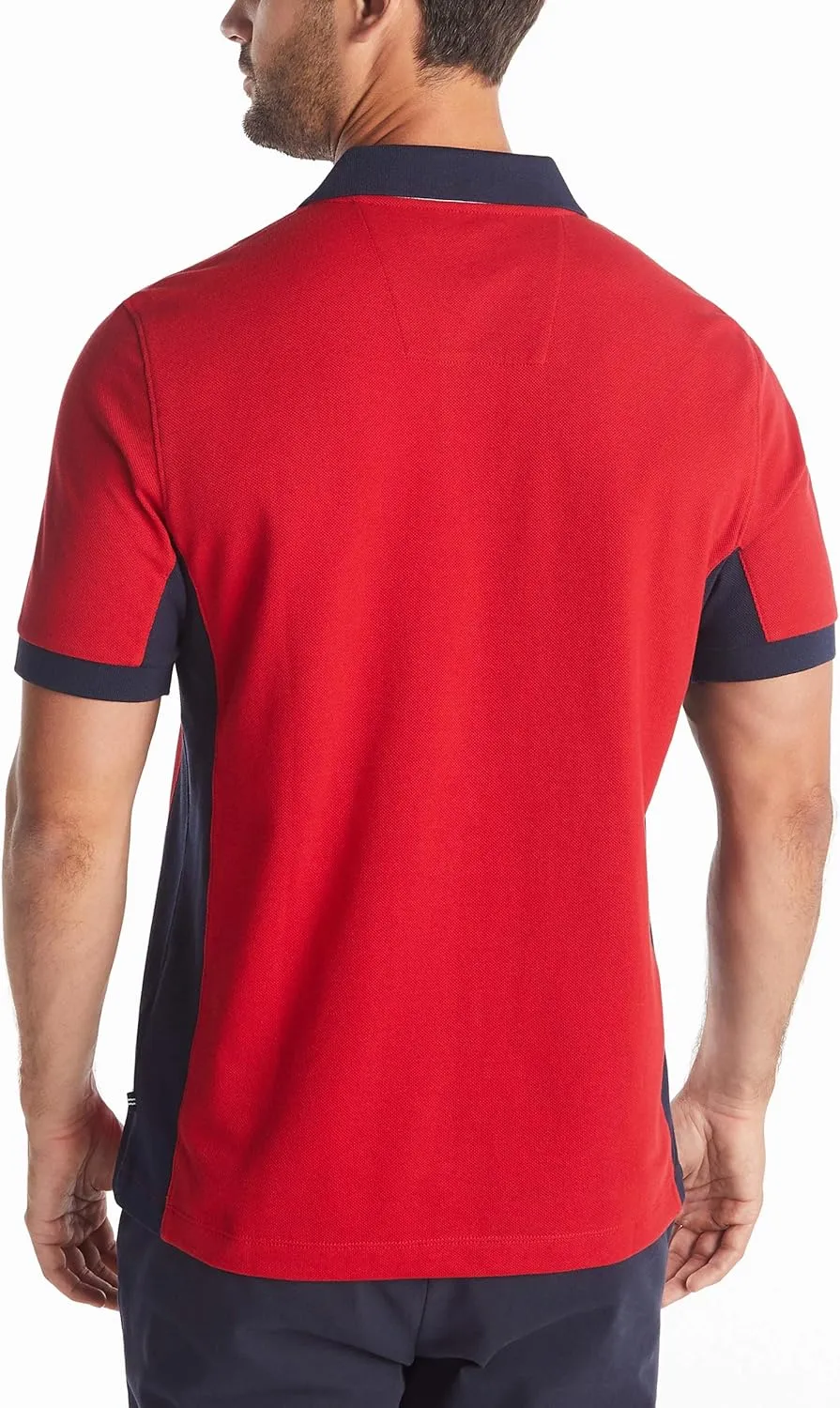 Nautica Men's Short Sleeve Color Block Performance Pique Polo Shirt