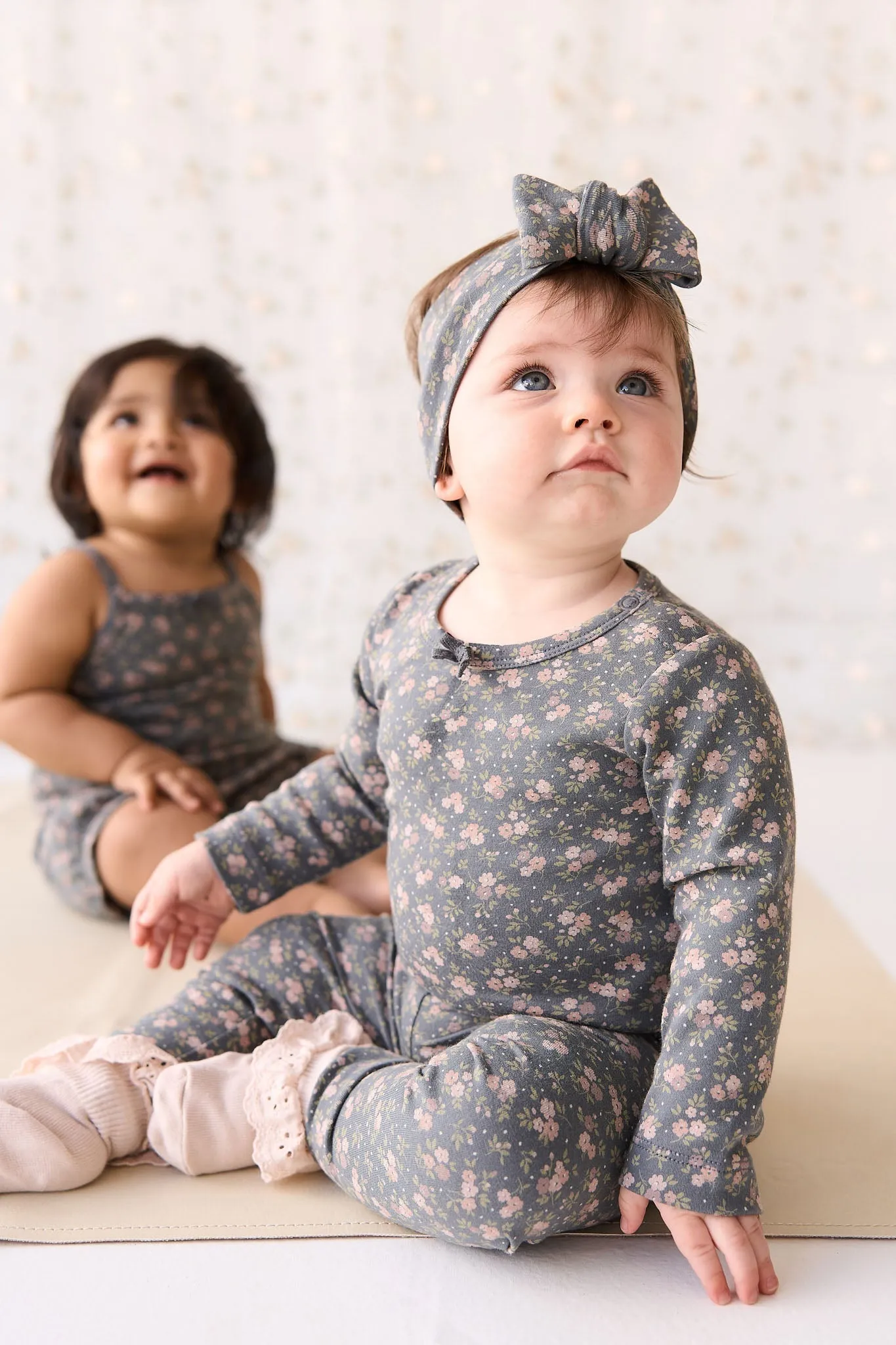 Organic Cotton Long Sleeve Bodysuit - Rosalie Floral Lava