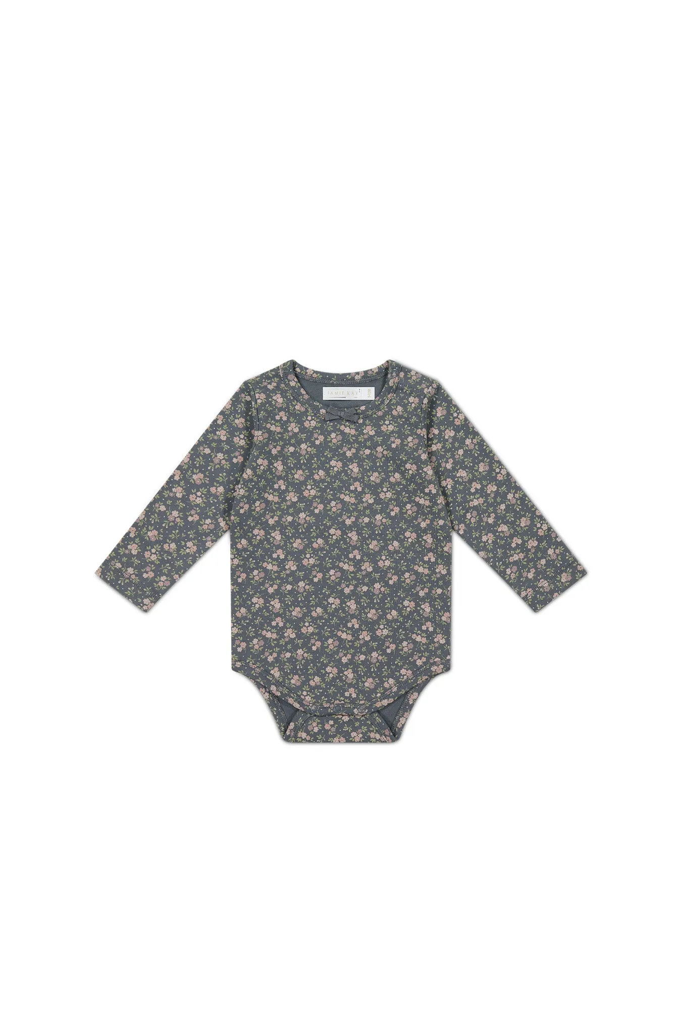 Organic Cotton Long Sleeve Bodysuit - Rosalie Floral Lava