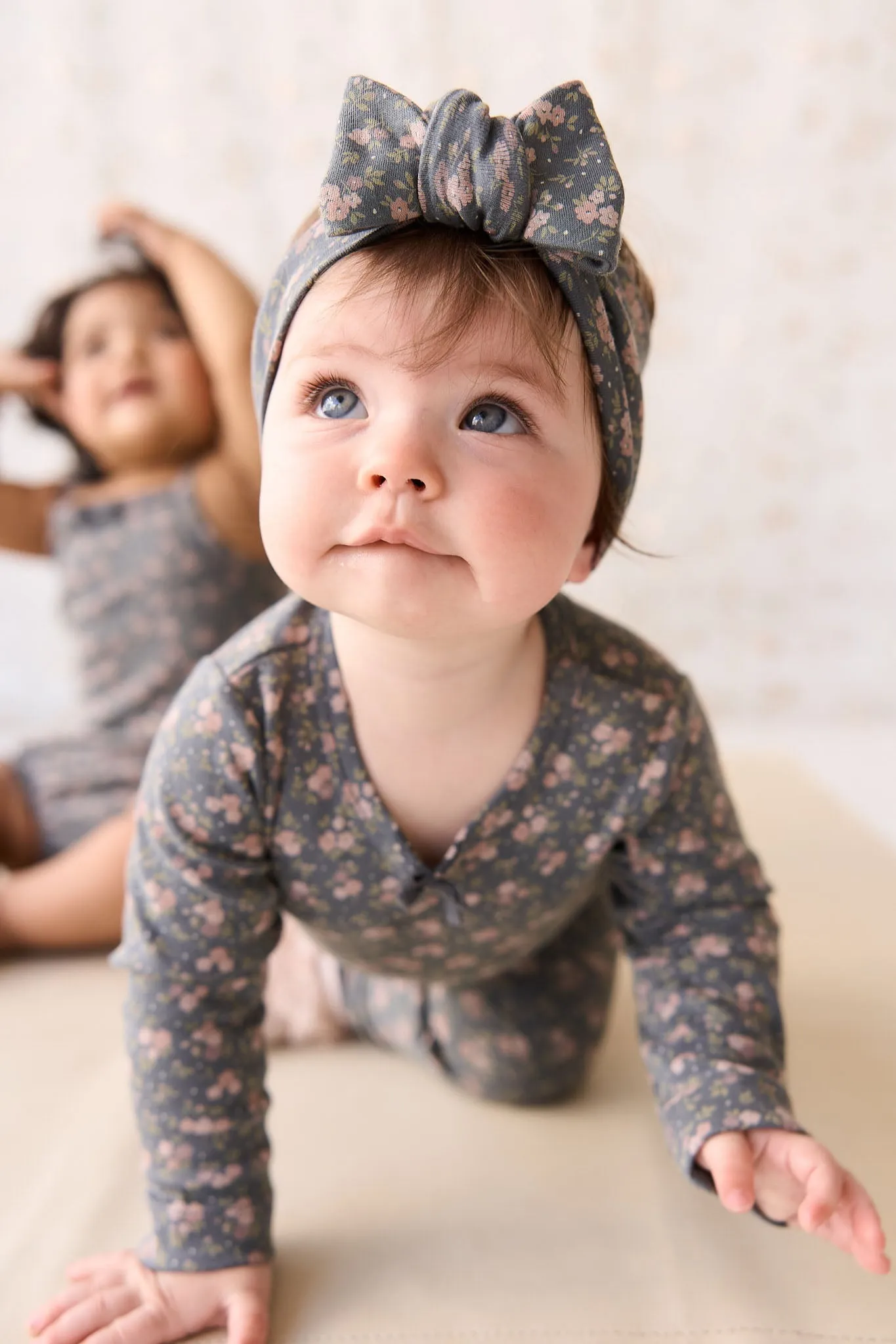 Organic Cotton Long Sleeve Bodysuit - Rosalie Floral Lava