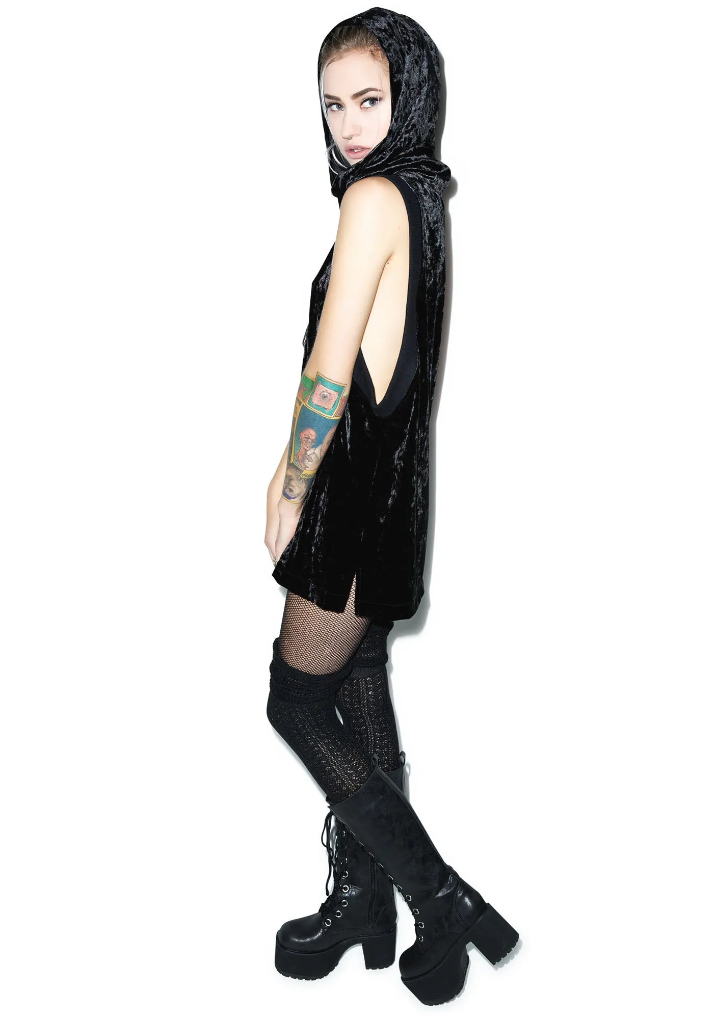 Panther Crushed Velvet Hooded Top
