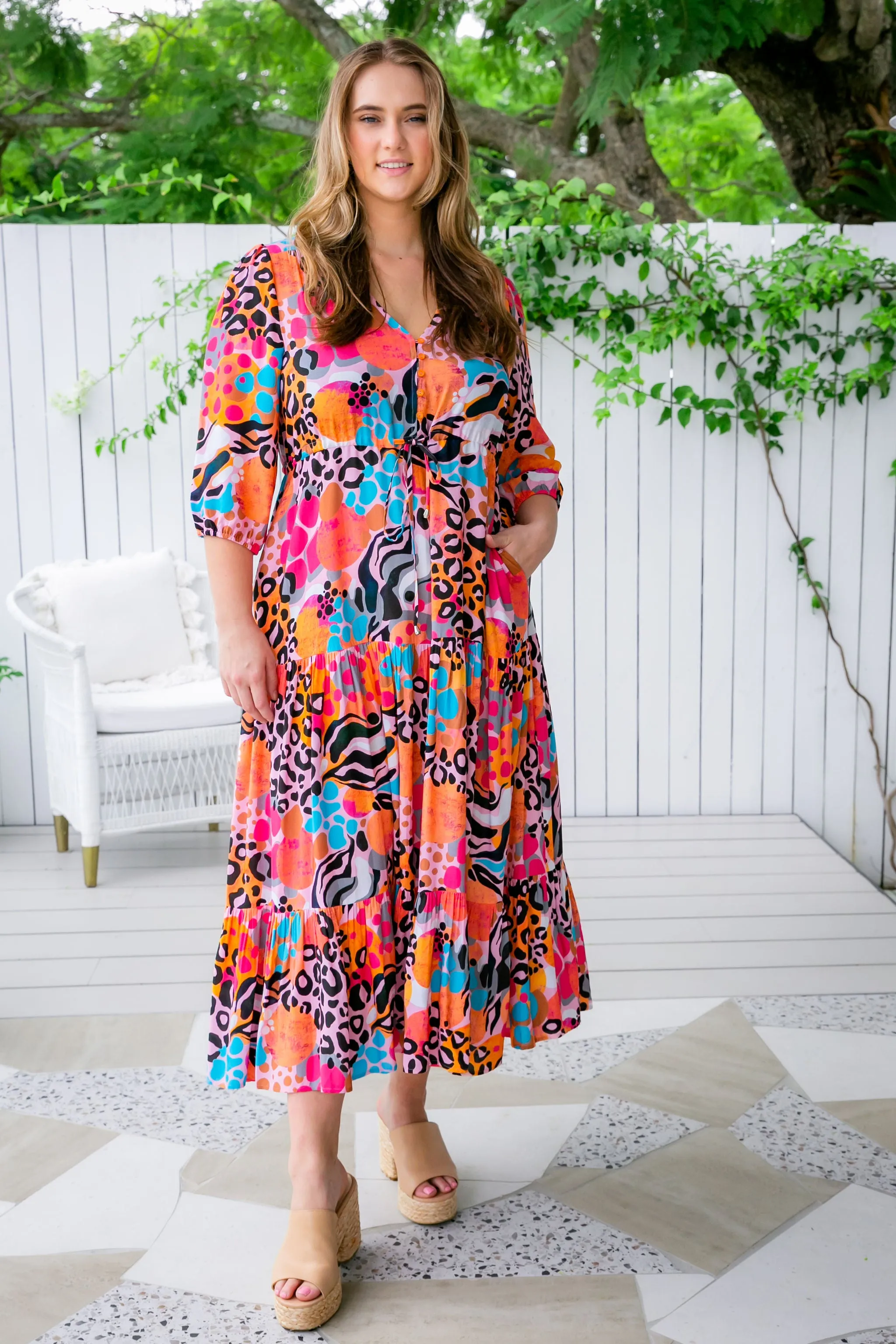 Teagan Maxi Dress in Kasey Rainbow Winter Fierce