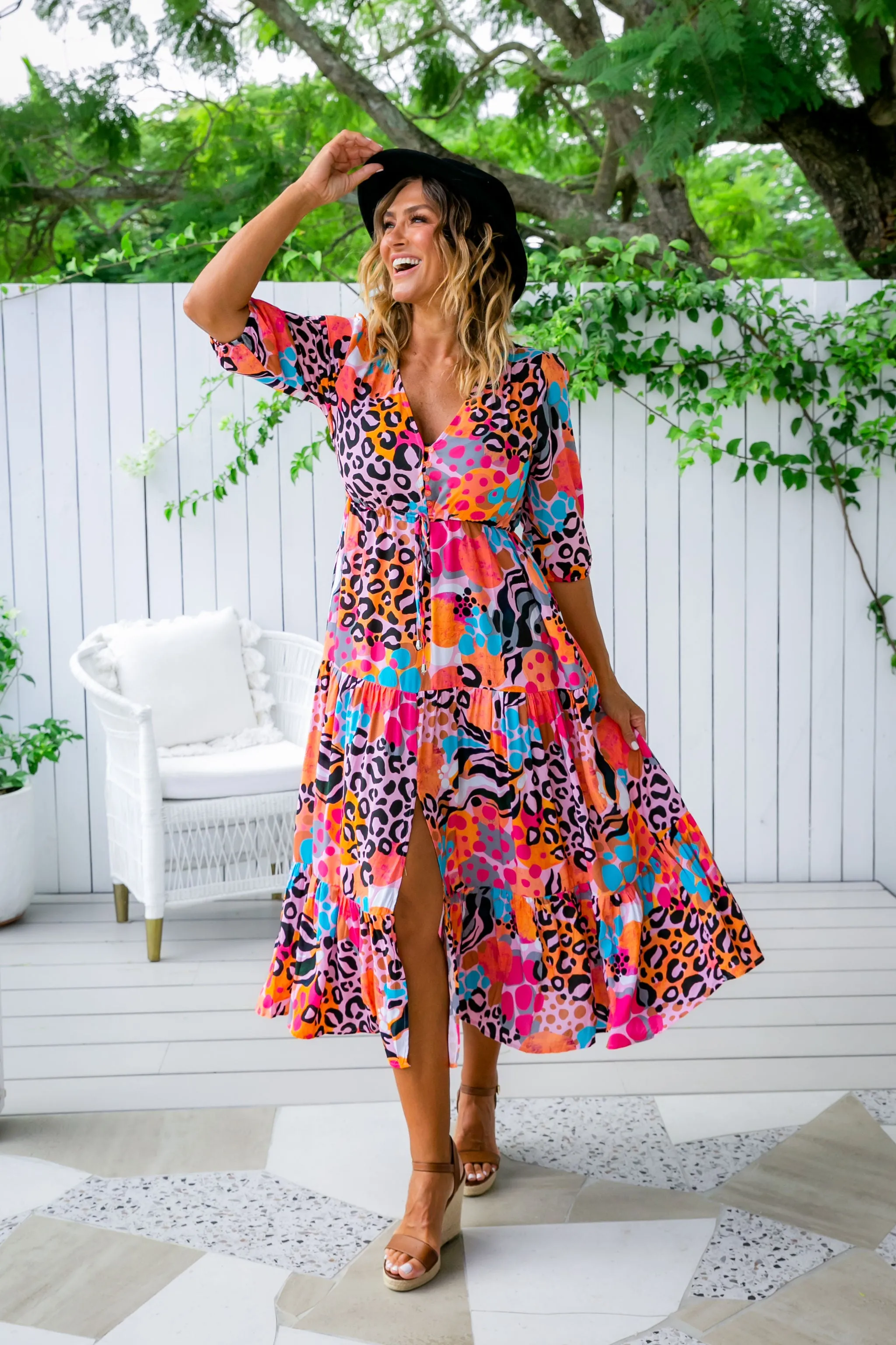 Teagan Maxi Dress in Kasey Rainbow Winter Fierce
