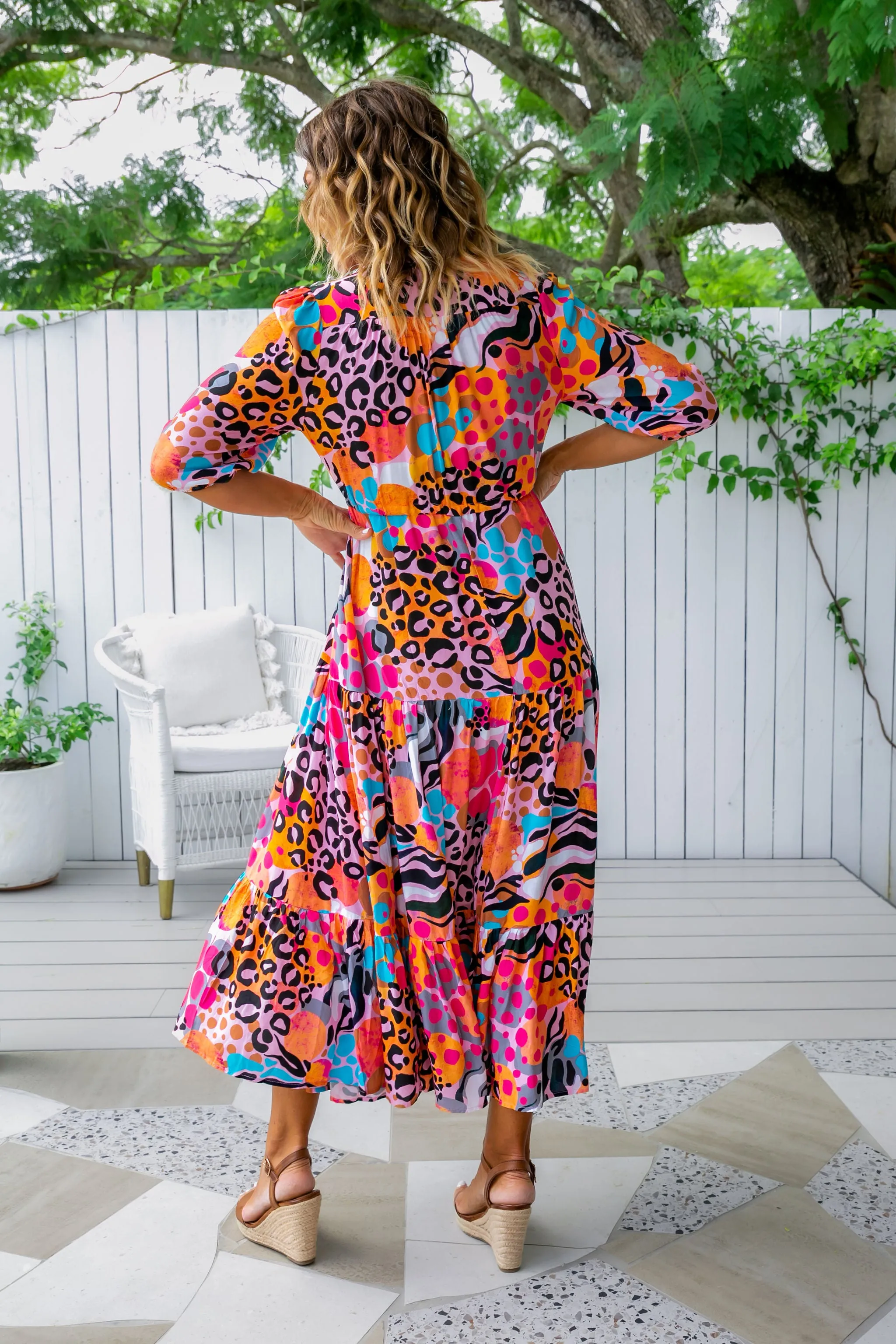 Teagan Maxi Dress in Kasey Rainbow Winter Fierce
