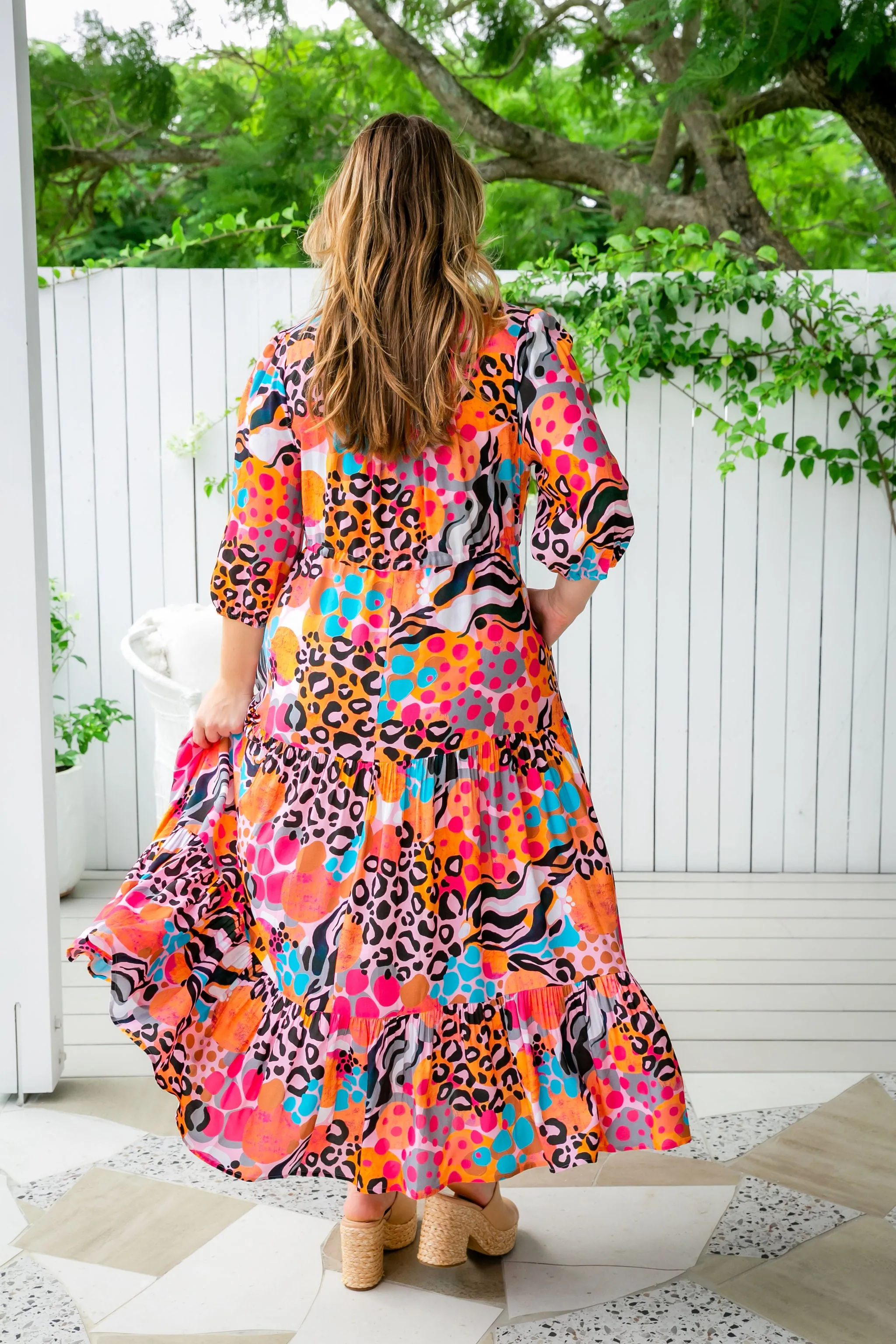 Teagan Maxi Dress in Kasey Rainbow Winter Fierce