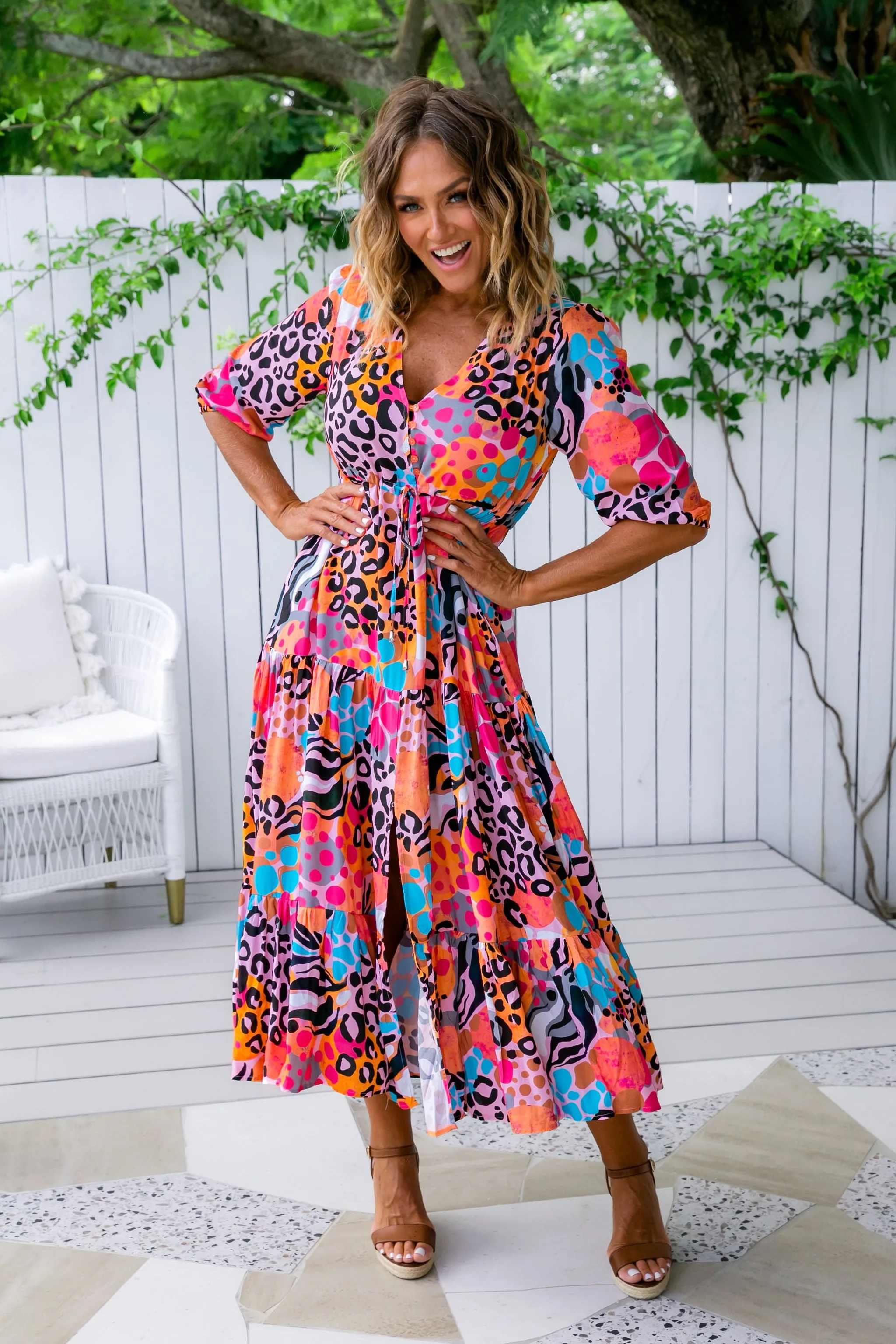 Teagan Maxi Dress in Kasey Rainbow Winter Fierce