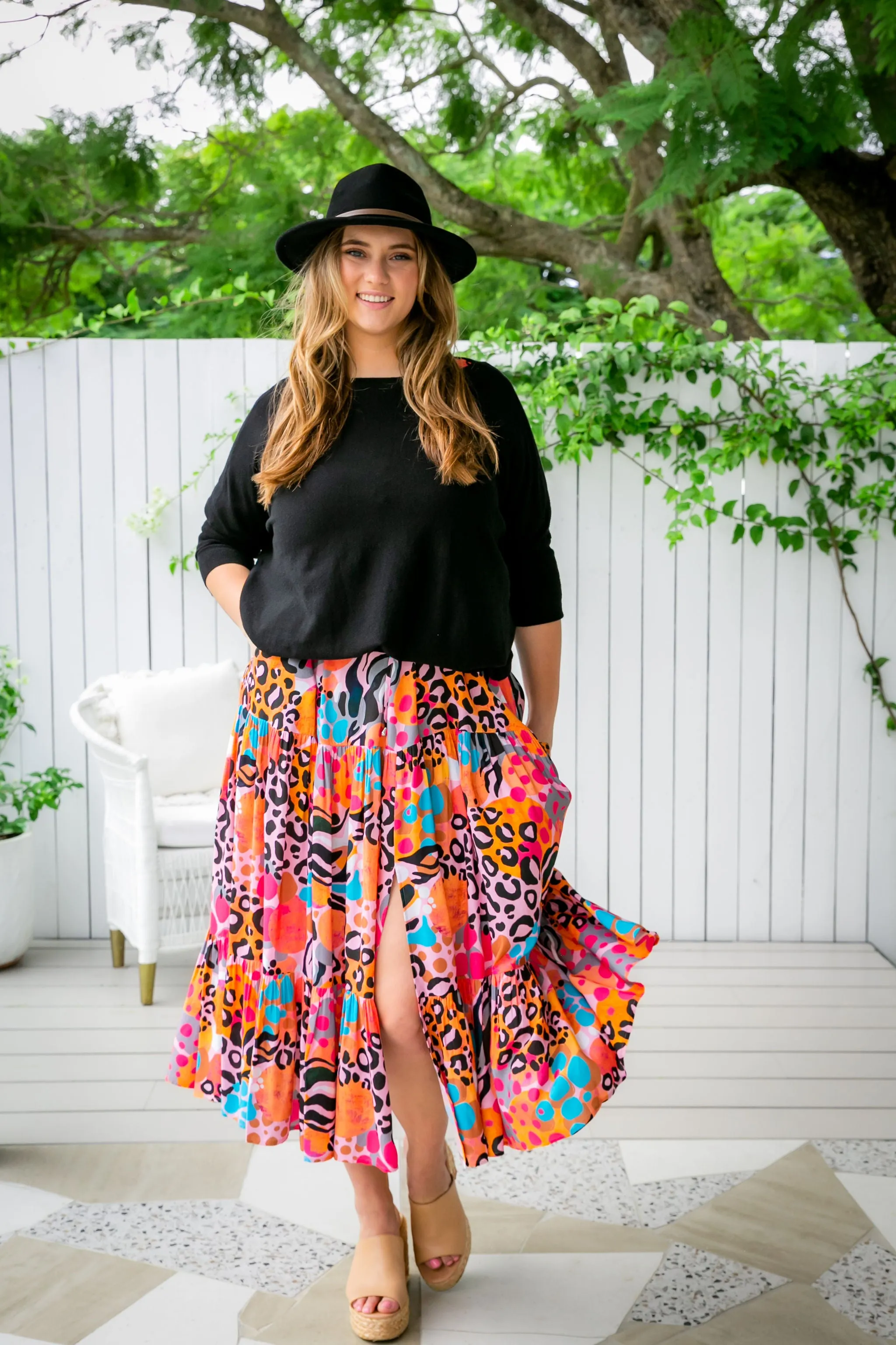Teagan Maxi Dress in Kasey Rainbow Winter Fierce