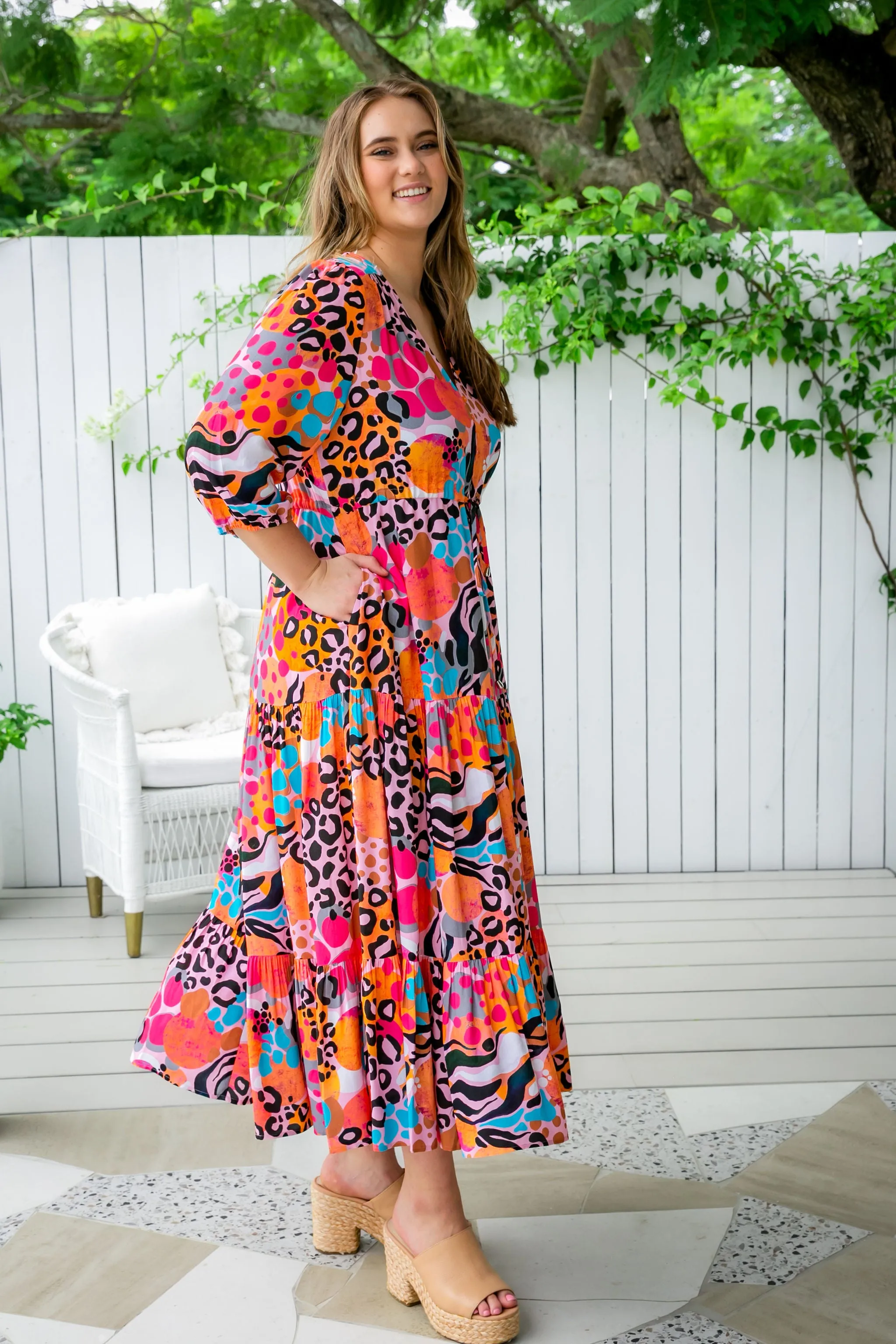 Teagan Maxi Dress in Kasey Rainbow Winter Fierce