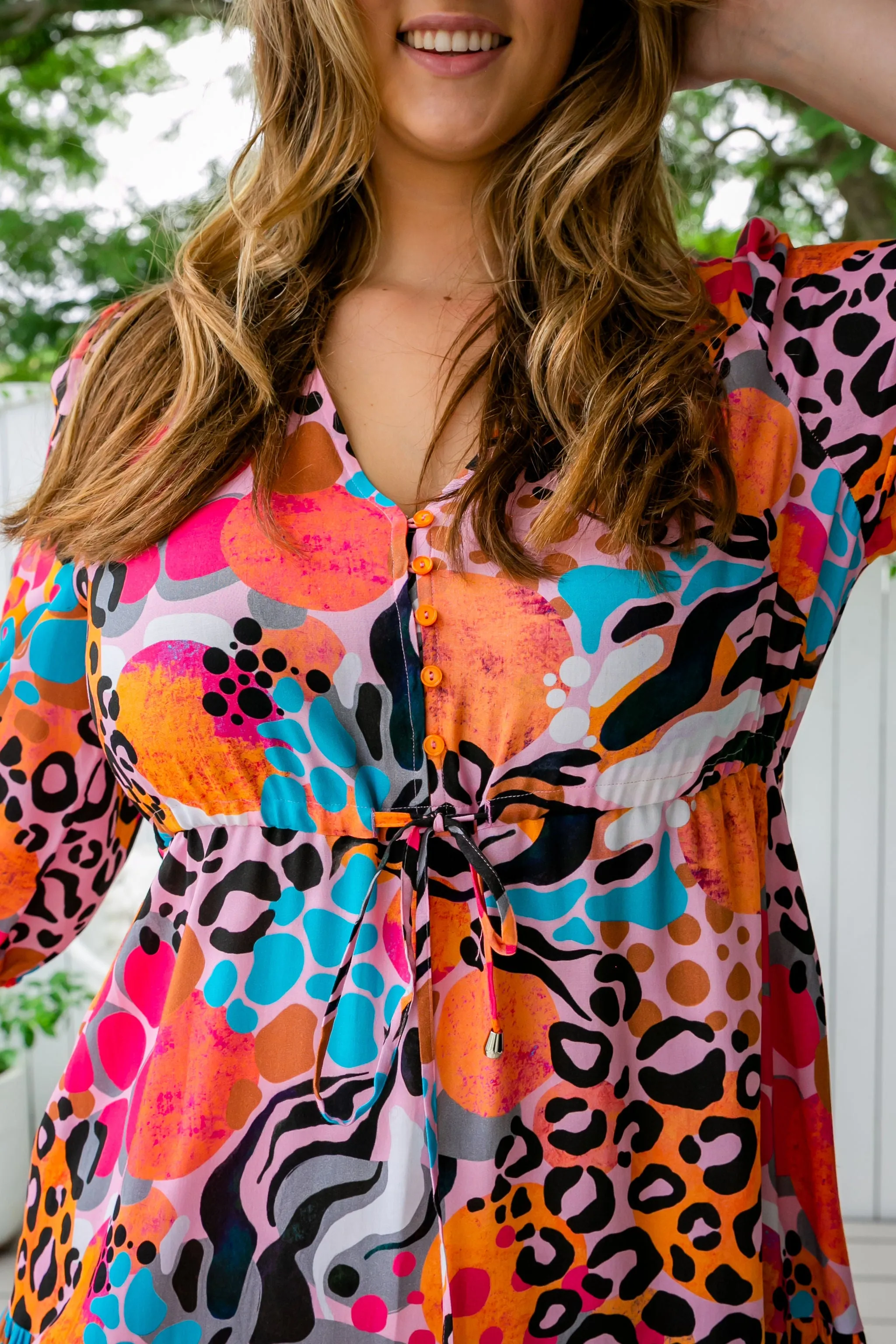Teagan Maxi Dress in Kasey Rainbow Winter Fierce