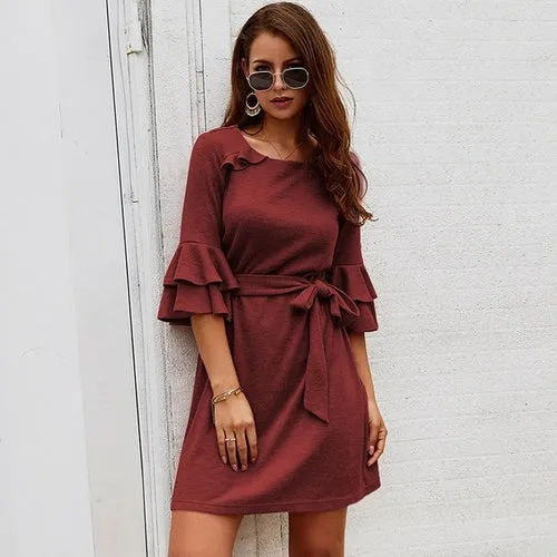 Women Casual Knitted Sweater Dress Autumn